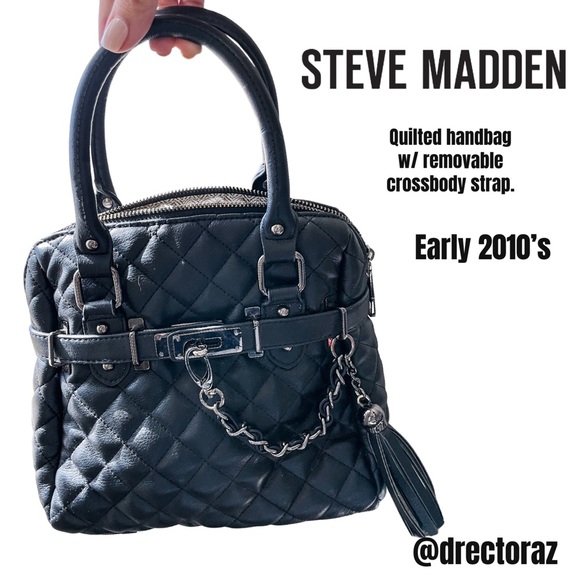 Steve Madden Quilted Convertible Bag - Black with Gunmetal Accents - y2k vintage - Picture 1 of 13